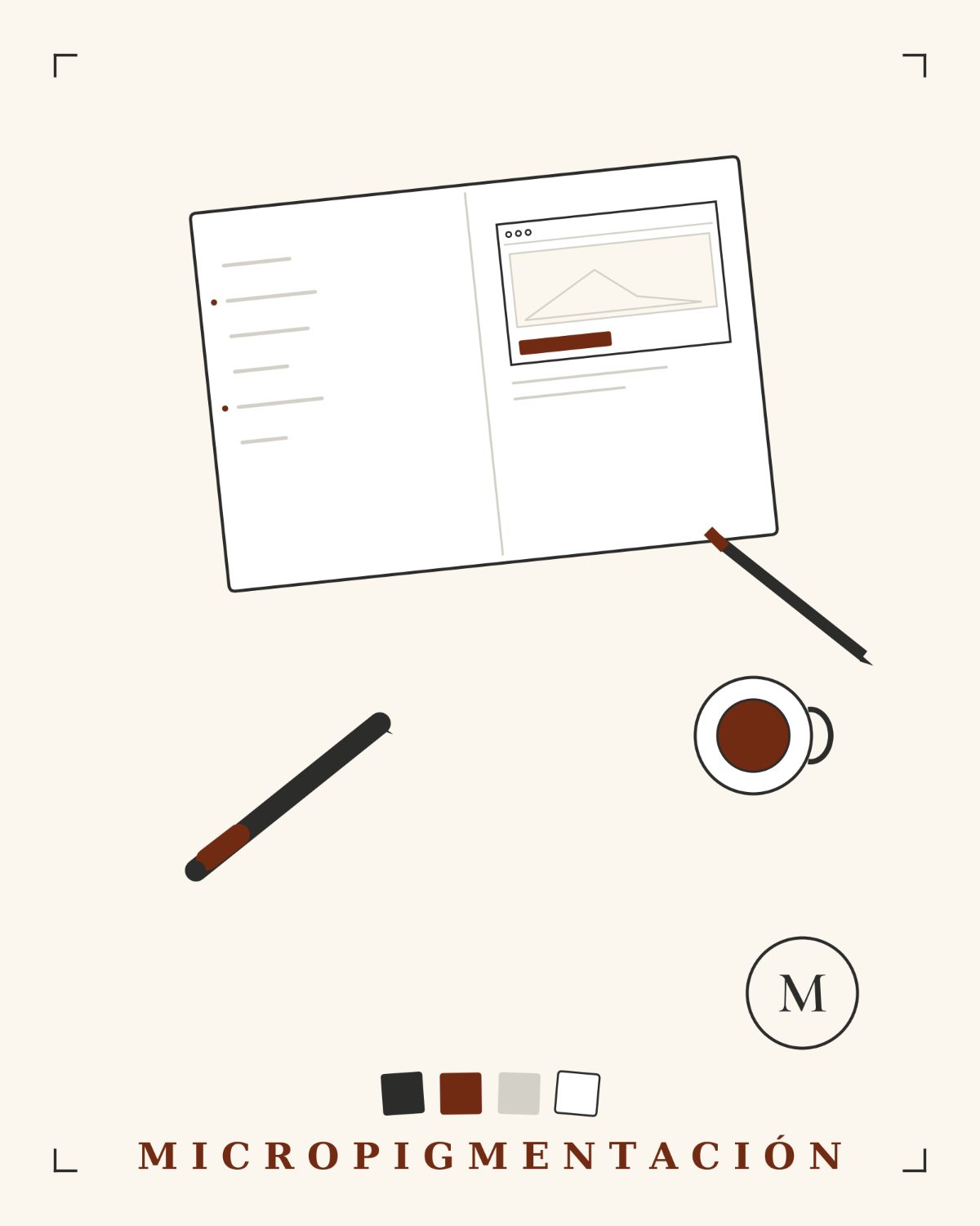 Escritorio de A mano alzada con el boceto de una web para estudio de micropigmentación